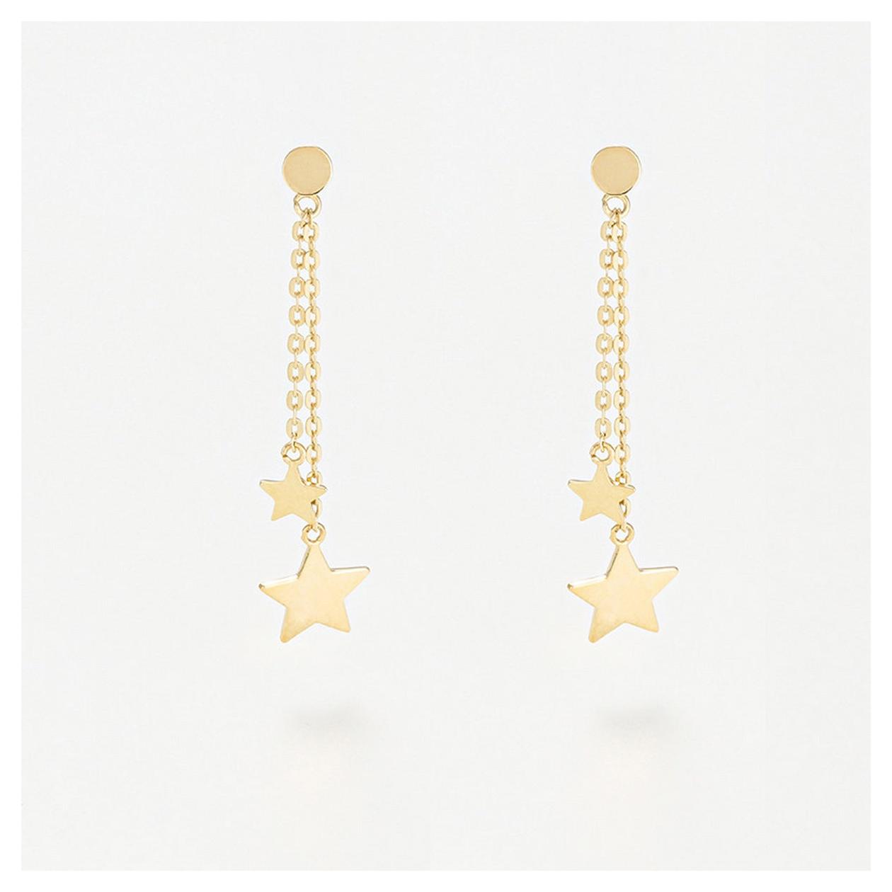 Earrings " Dangling Stars " - Yellow Gold 375/1000