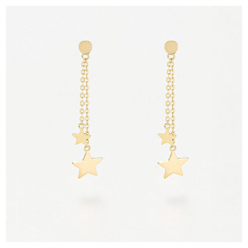 Boucles D'Oreilles " Etoiles Pendantes " - Or Jaune 375/1000
