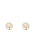 Boucles D'Oreilles " Arbre De Vie" Or Jaune 375/1000 Et Zirconium