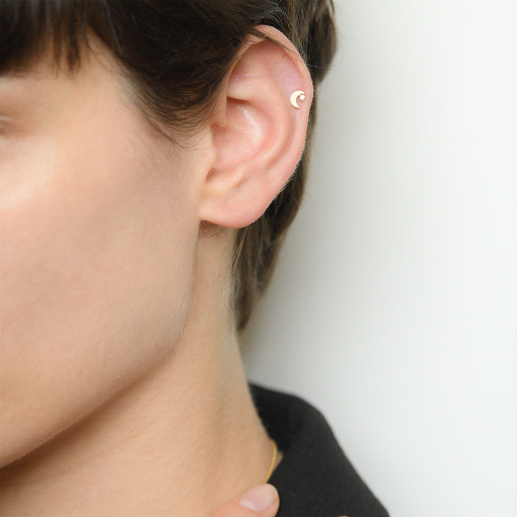 Unitary Cartilage Jewel "Golden Moon" - 375/1000 Yellow Gold