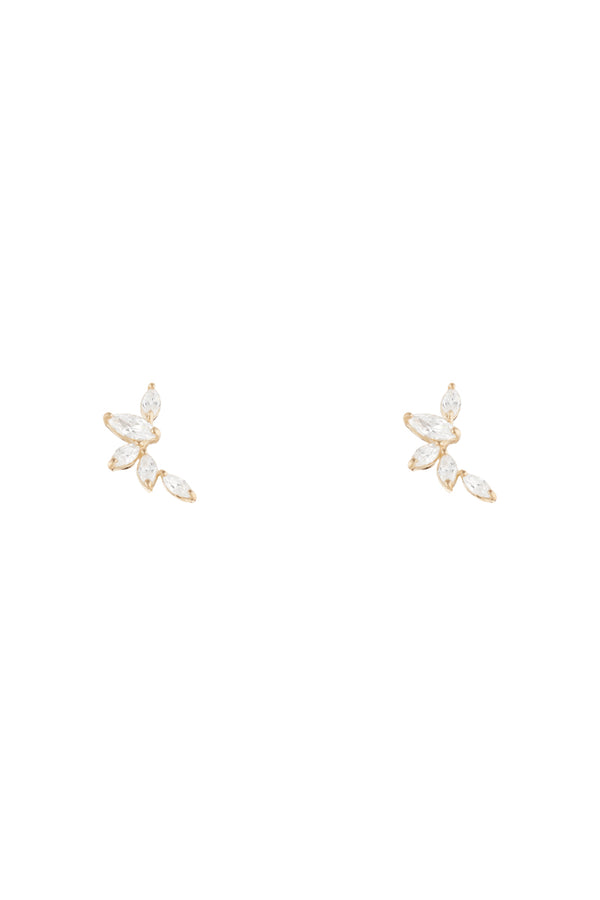 Øreringe "Five Petals" 375/1000 gult guld og zirkonia