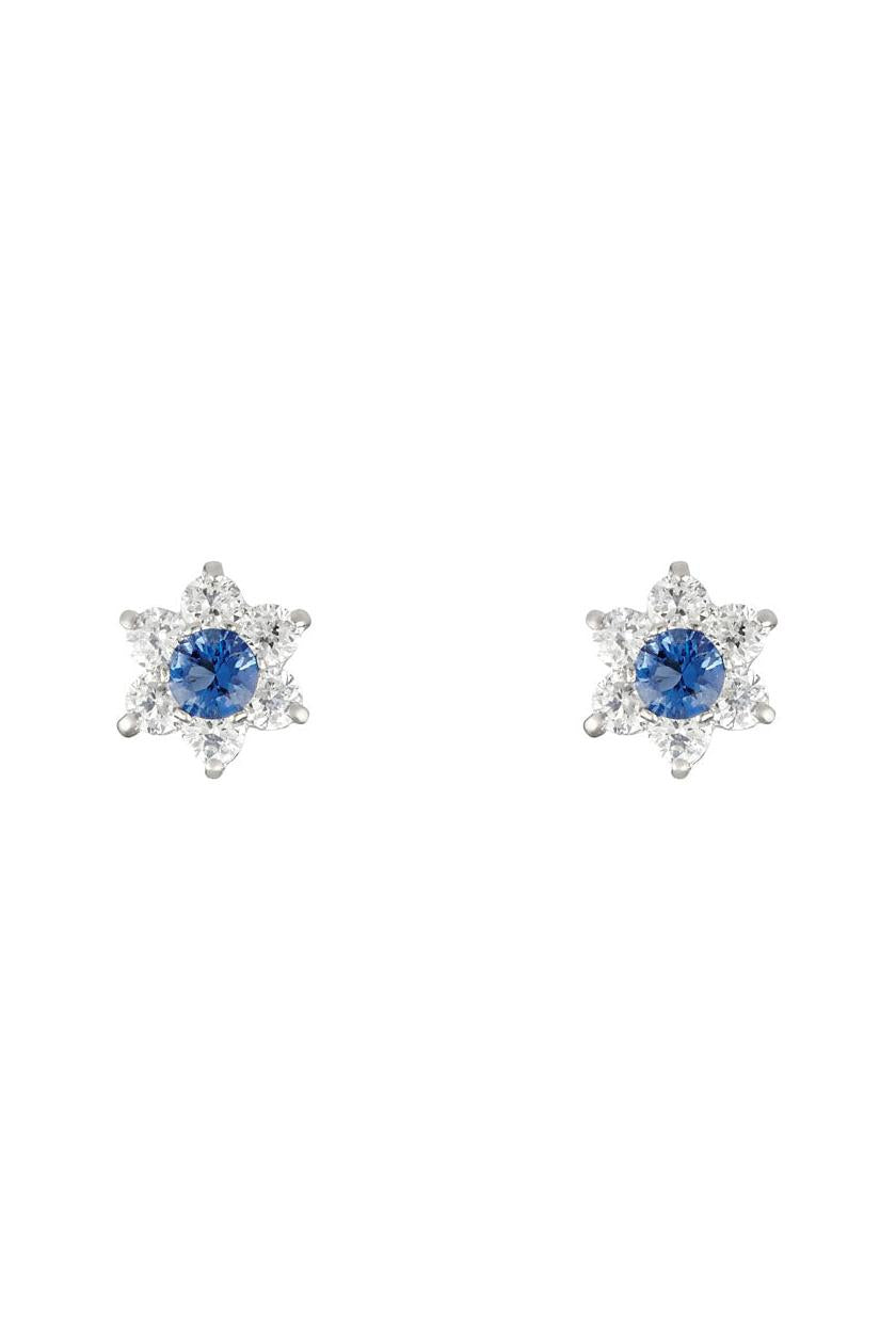 Boucle D'Oreilles "Le Messager Bleu" - Or Blanc 375/1000 Et Zirconium