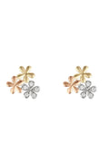 “Mini Flowers” Earrings 375/1000 White, Yellow and Pink Gold And Zirconium
