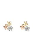 “Mini Flowers” Earrings 375/1000 White, Yellow and Pink Gold And Zirconium