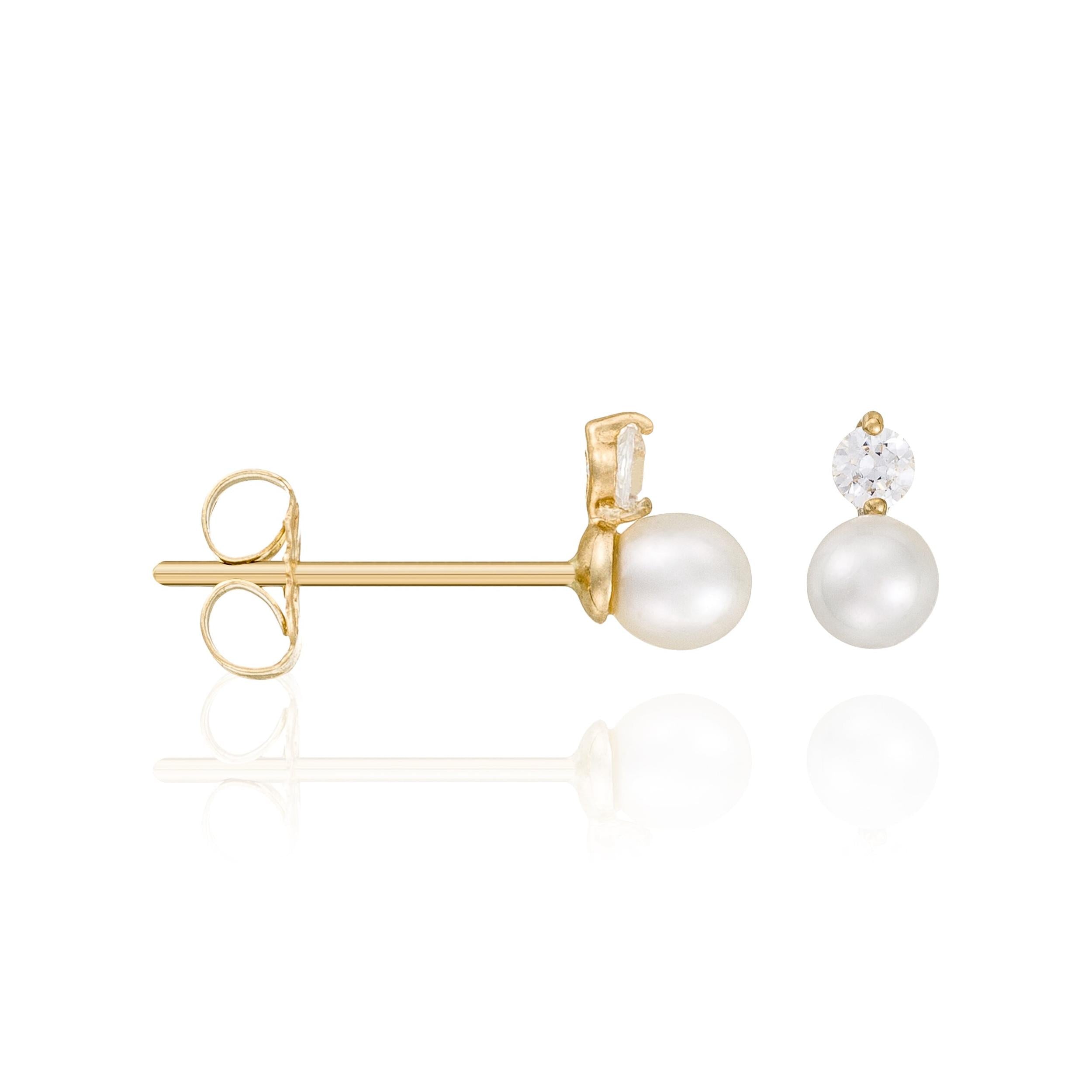“Uni” Earrings 375/1000 Yellow Gold White Pearl