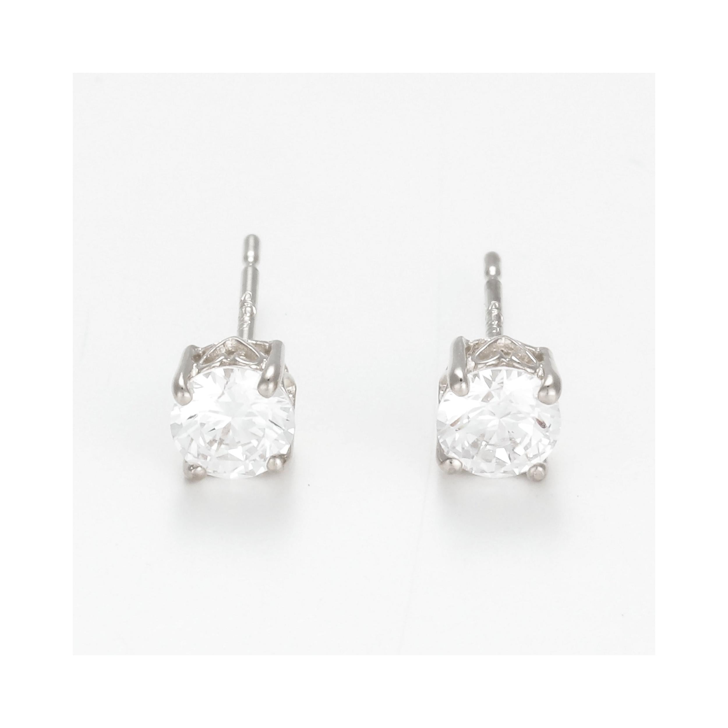 Boucles D'Oreilles "Simply You 4Mm" Or Blanc 375/1000 Et Zirconium