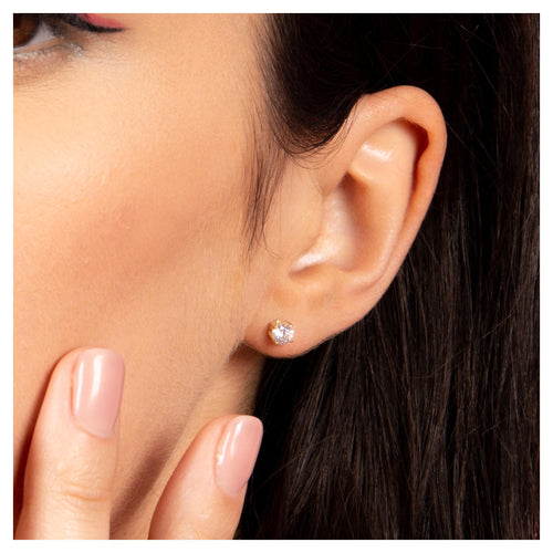 "Simply You" Earrings - 4Mm 375/1000 Yellow Gold And Zirconium