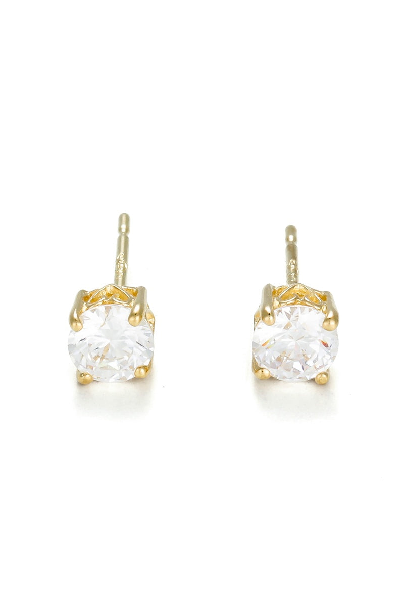 Boucles D'Oreilles "Simply You"  4Mm Or Jaune 375/1000 Et Zirconium