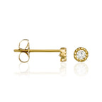 Boucles D'Oreilles "Petits Ronds 2 Mm" Or Jaune 375/1000 Et Zirconium