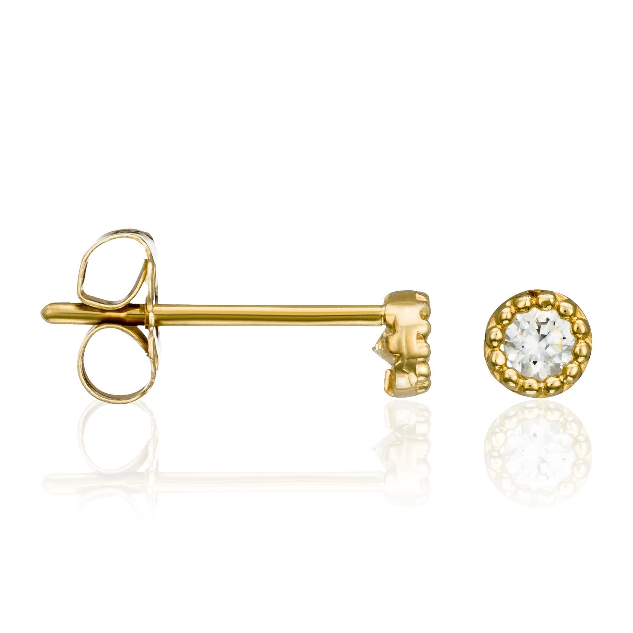 Pendientes "Petits Ronds 2 Mm" Oro Amarillo 375/1000 y Circonio