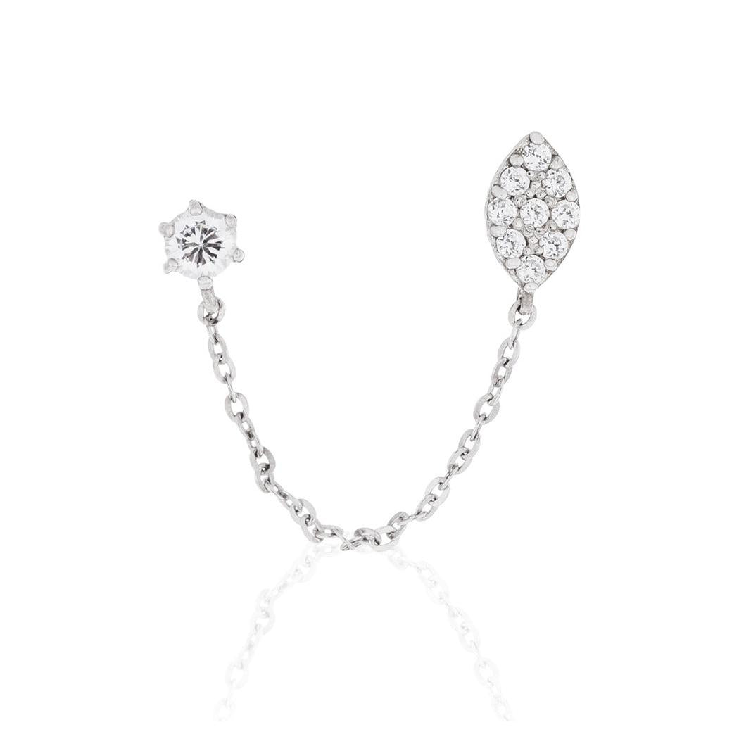 Boucles D'Oreilles Unitaire "Princière" - Or Blanc 375/1000