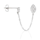 Boucles D'Oreilles Unitaire "Princière" - Or Blanc 375/1000