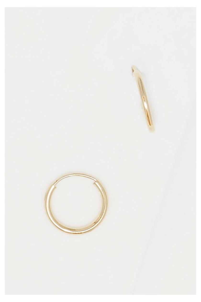 Boucles D'Oreilles "Créoles Simplicité 12 Mm" - Or Jaune 375/1000