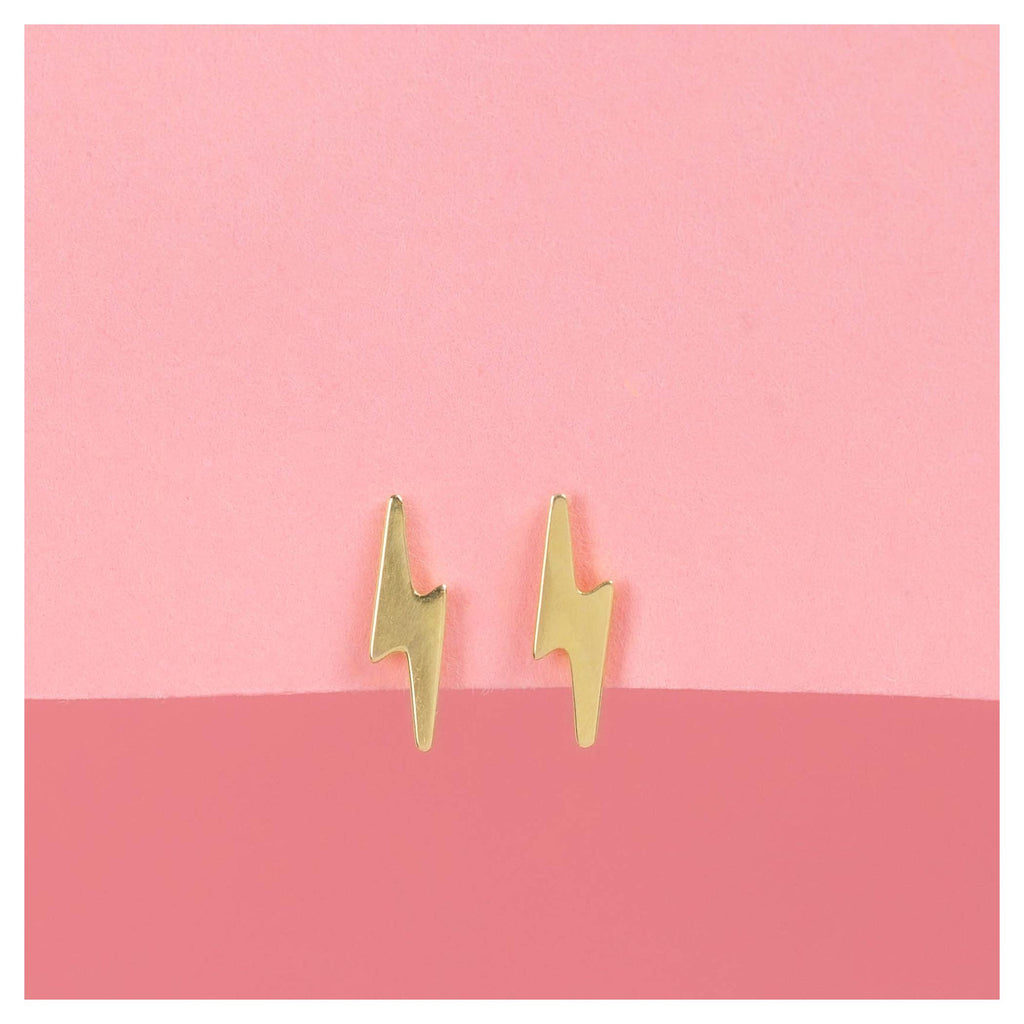 "Golden Lightning" Stud Earrings - 375/1000 Yellow Gold