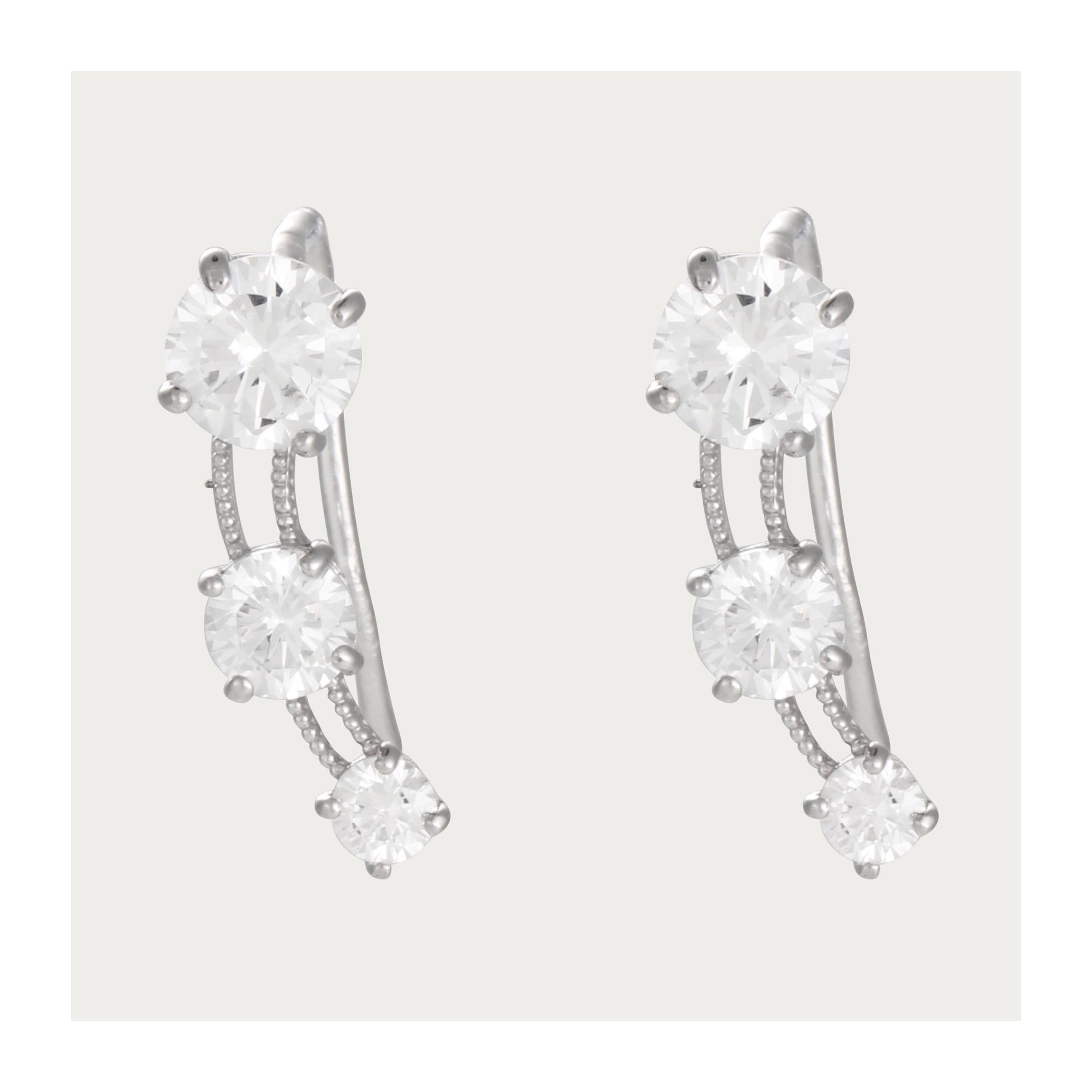 “Trio De Pierre” Earrings 375/1000 White Gold
