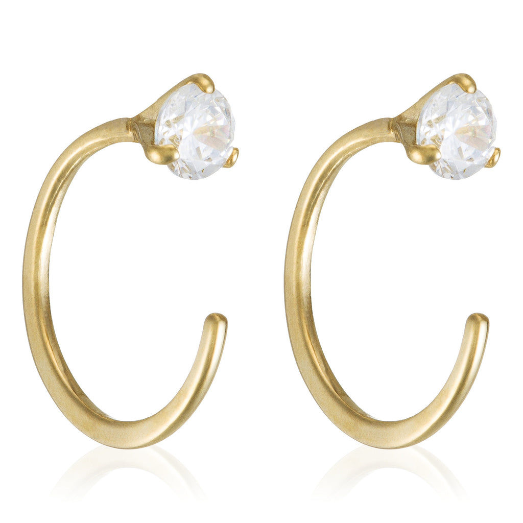 Boucles D'Oreilles "Arc Brillant" Or Jaune 375/1000