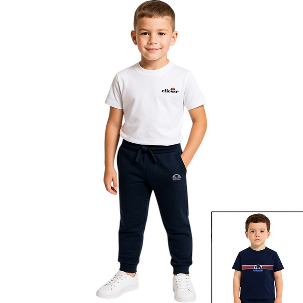 Pack of 2 Ellesse Boys' T-Shirts and Jogging Pants - Navy/White