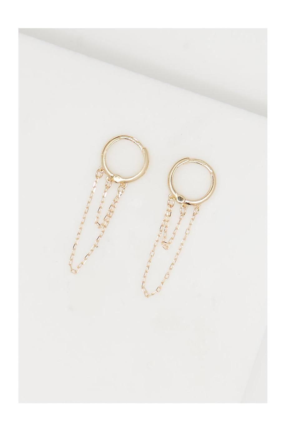 9Mm “Double Chain” Earring 375/1000