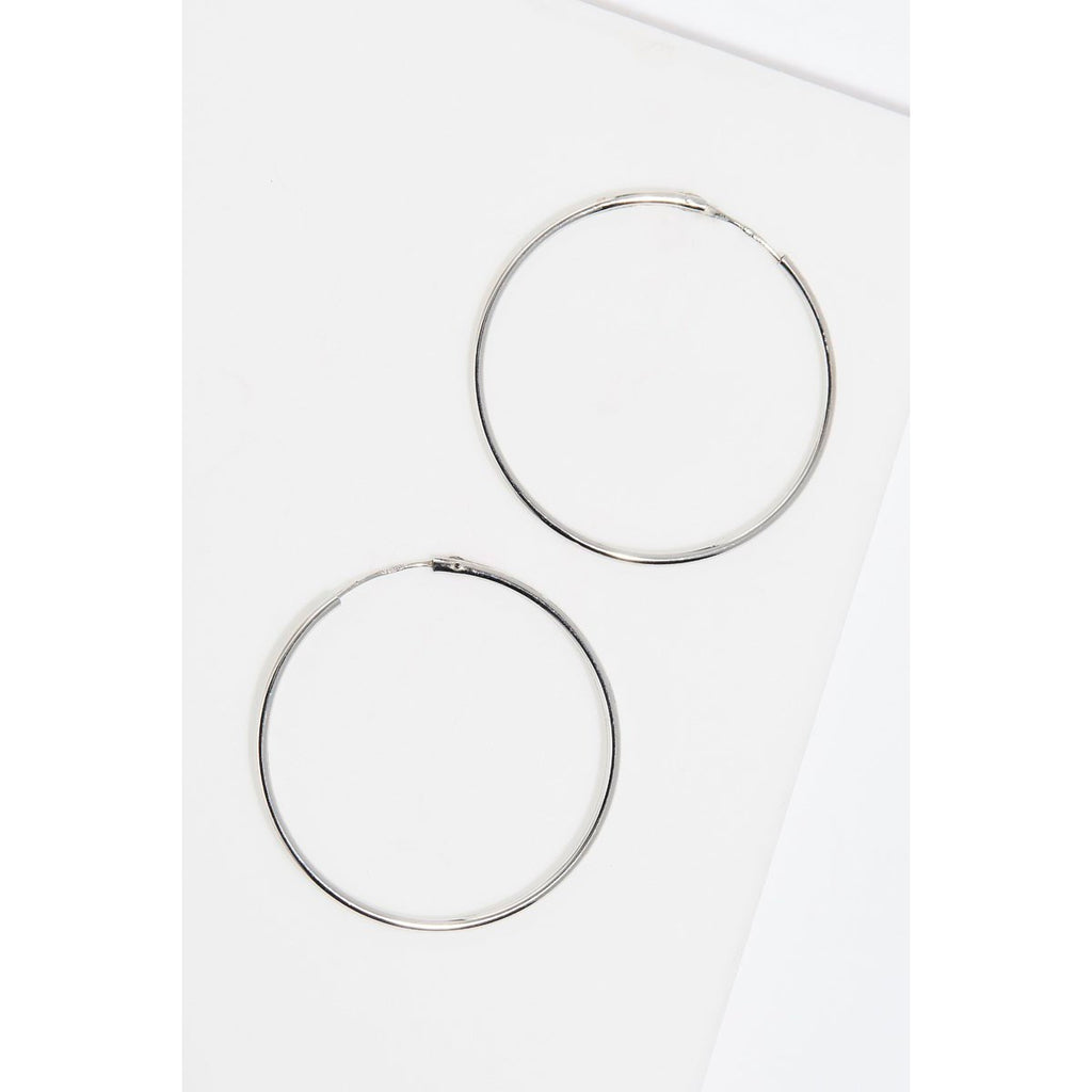 Boucles D'Oreilles "Créoles Lisses" 30 Mm Or Blanc 375/1000