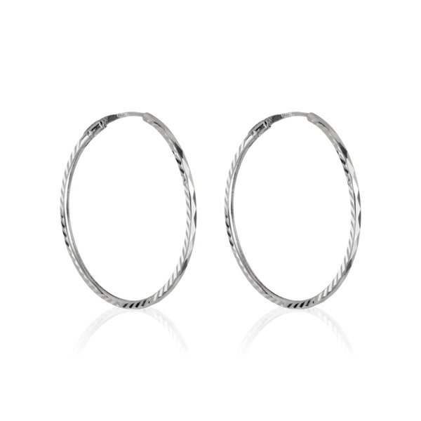 Pendientes Oro Blanco 375/1000 “20 Mm Criollas Torcidas”