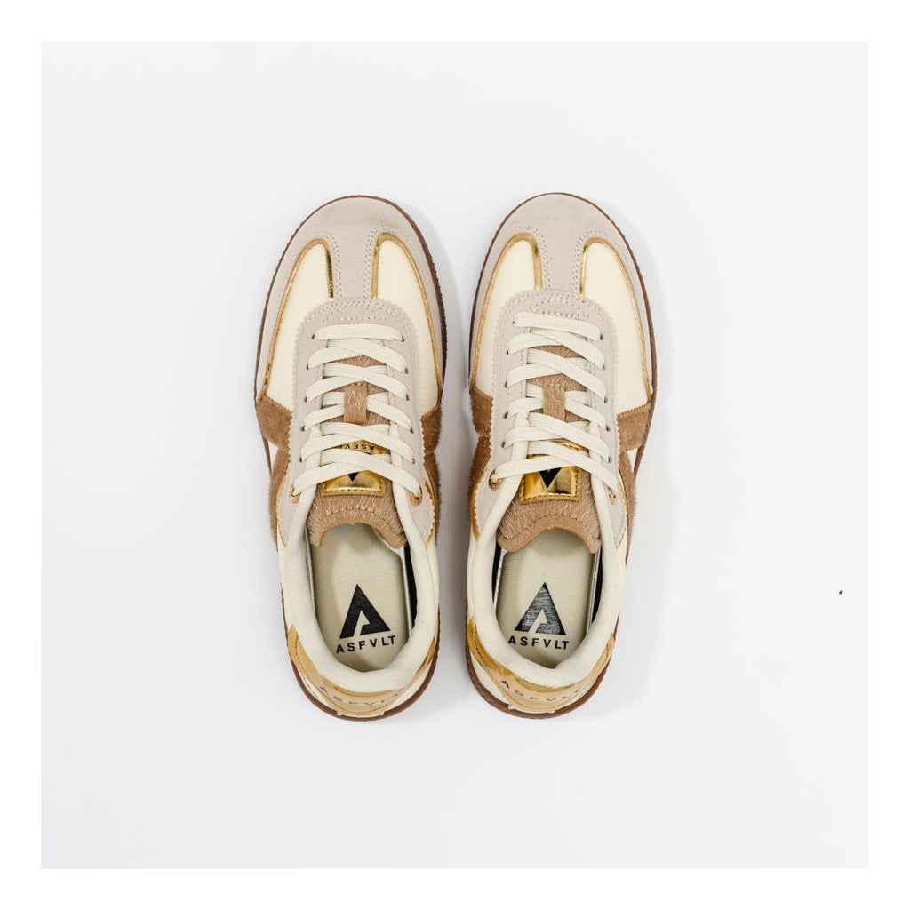 Elite Classic Sneakers Tan-Beige-Pony Hair-Gold