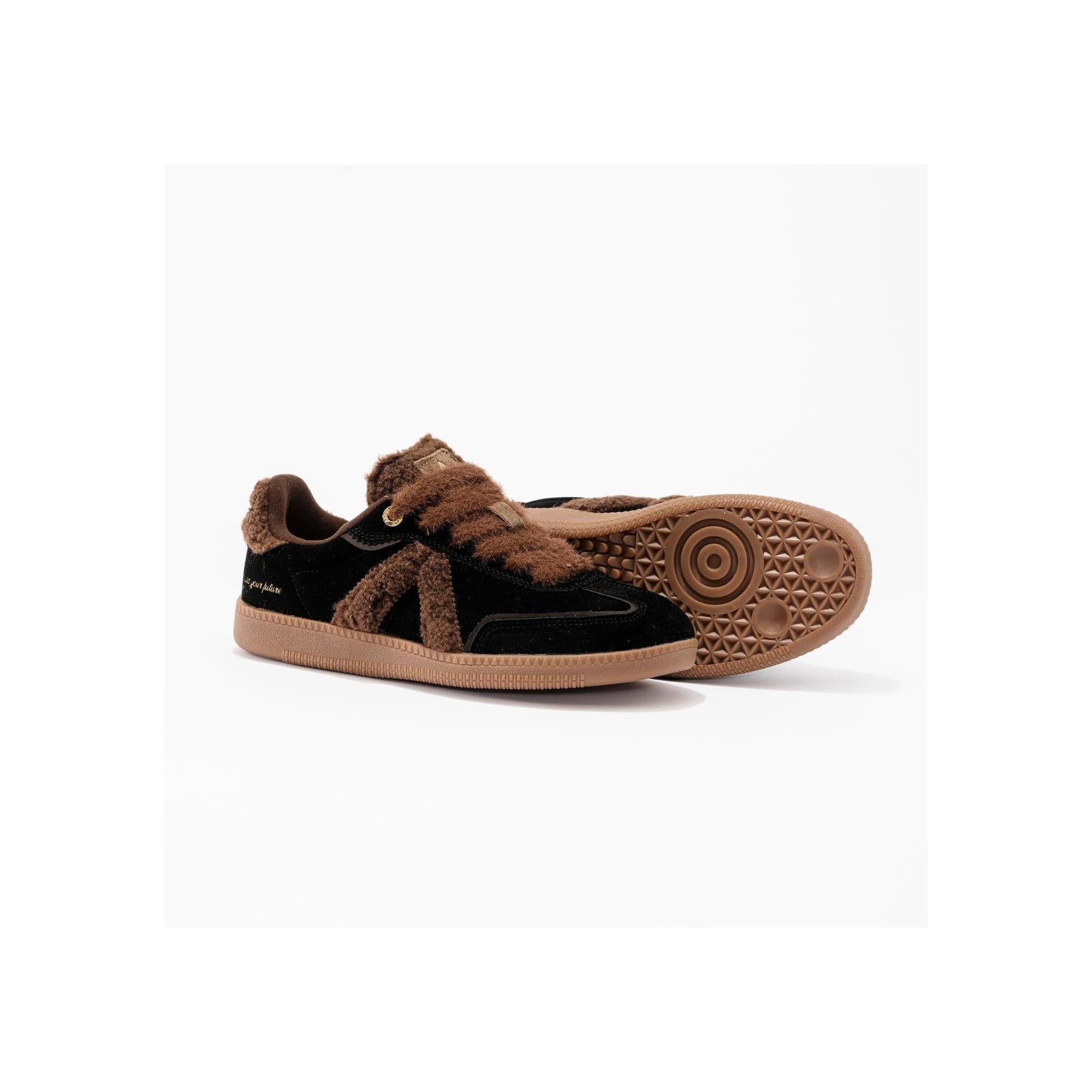 Zapatillas Elite Classic Negro-Marrón-Sherpa