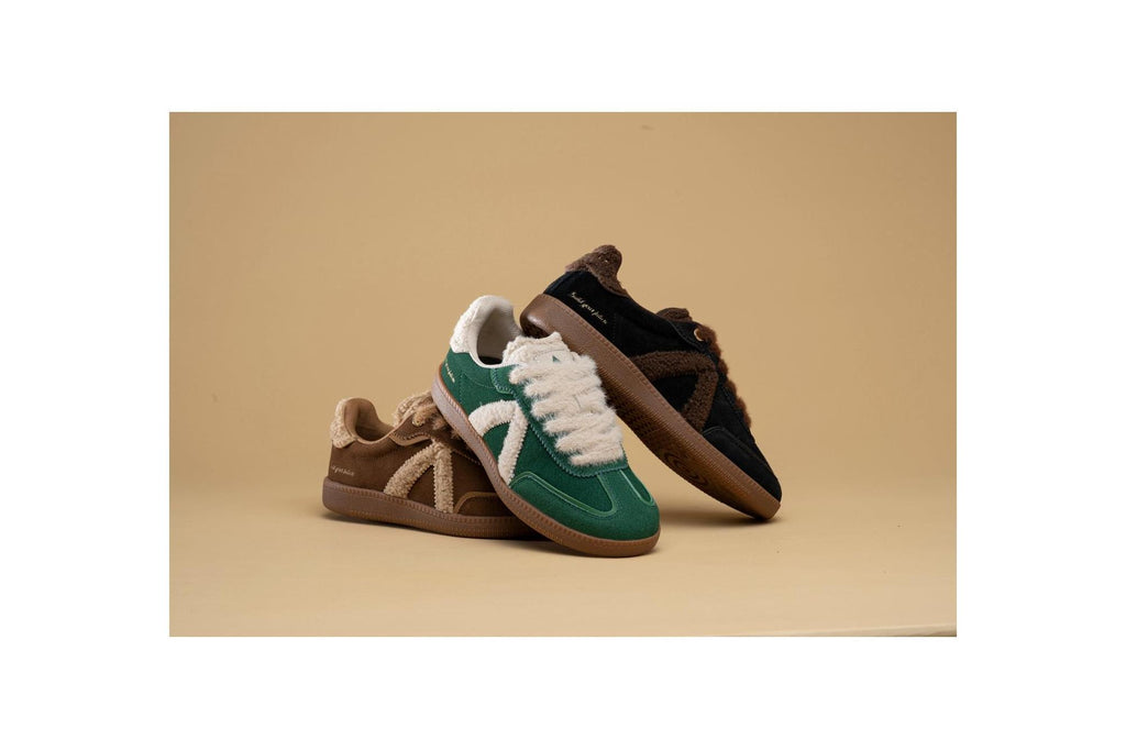 Zapatillas Elite Classic Negro-Marrón-Sherpa