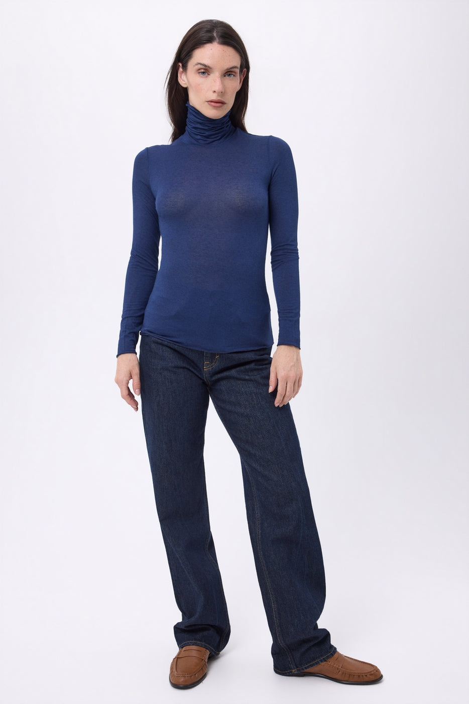 Eliot Roll-Neck T-Shirt - Navy Blue - Women