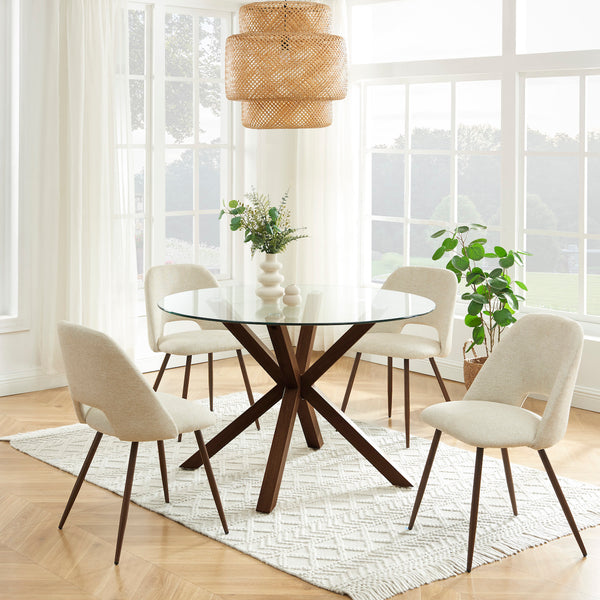 Elisabeth - Lot De 2 Chaises - Tissu Et Pieds Effet Chêne - Beige
