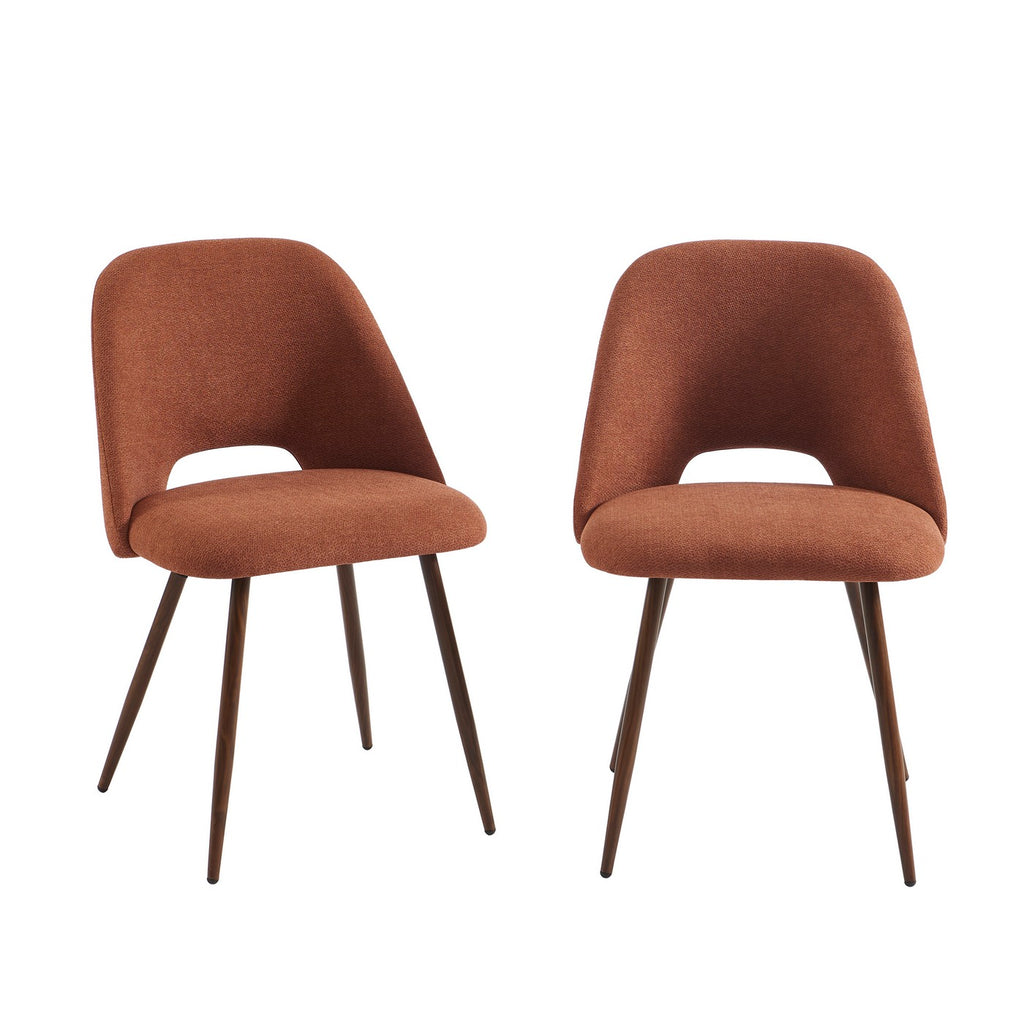 Elisabeth - Lot De 2 Chaises - Tissu Et Pieds Effet Noyer - Terracotta