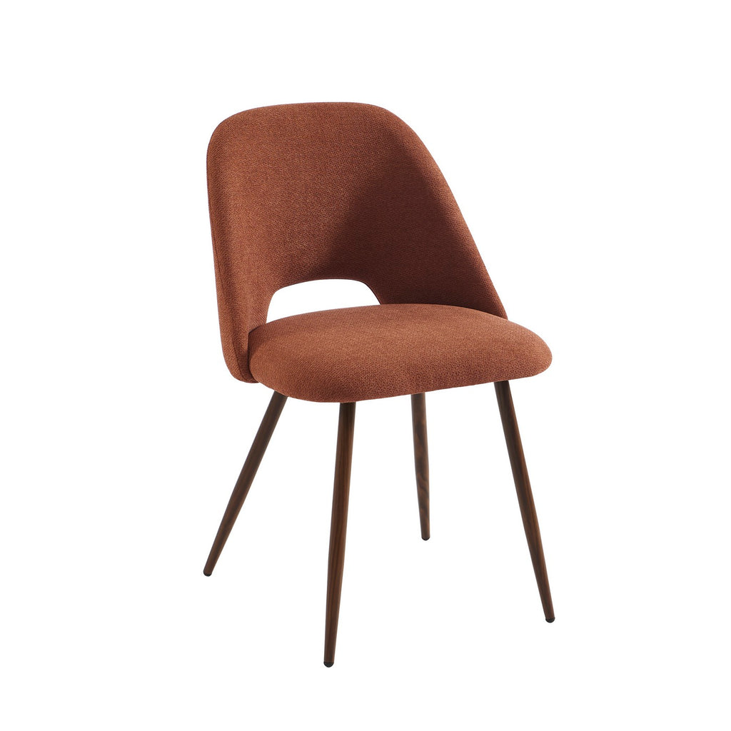 Elisabeth - Lot De 2 Chaises - Tissu Et Pieds Effet Noyer - Terracotta