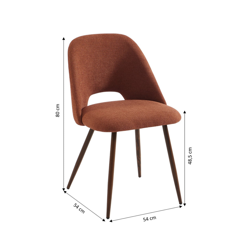 Elisabeth - Lot De 2 Chaises - Tissu Et Pieds Effet Noyer - Terracotta