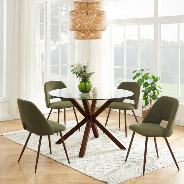 Elisabeth - Lot De 2 Chaises - Tissu Et Pieds Effet Chêne - Vert