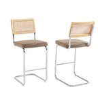 Ella - Lot De 2 Tabourets Mi-Hauts - Velours Côtelé Grège