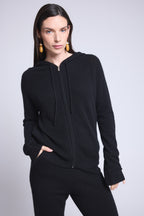 Vest Met Rits En Capuchon Elya - Zwart - Dames - 100% Kasjmier