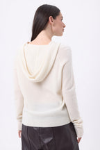 Sweat Zippe A Capuche Elya - Blanc - Femme - 100% Cachemire