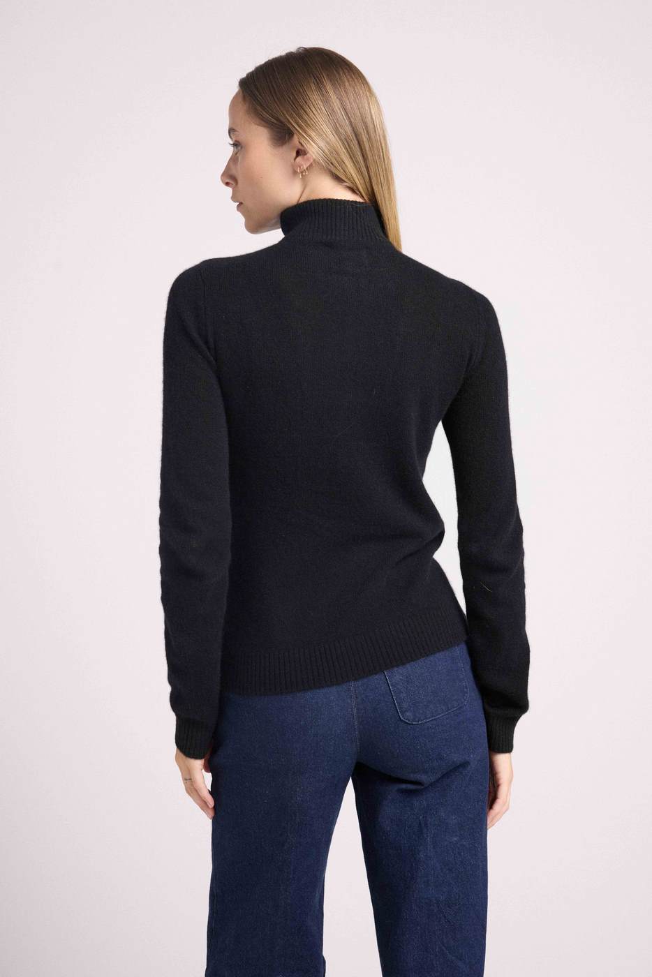 Pull Col Camioneur Zip Femme Emilie - Noir