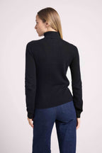 Pull Col Camioneur Zip Femme Emilie - Noir