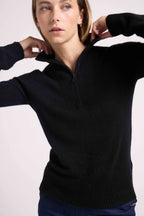 Pull Col Camioneur Zip Femme Emilie - Noir
