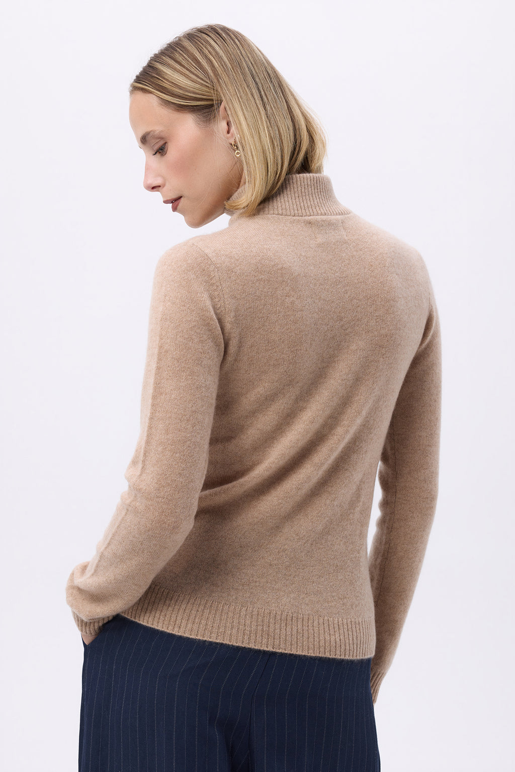 Emilie Striktrøje Med Halv Lynlås - Cremebeige - Kvinder