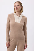 Maglione con Collo a Zip Emilie - Beige Crema Bianco - Donna