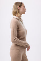 Maglione con Collo a Zip Emilie - Beige Crema Bianco - Donna