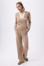 Maglione con Collo a Zip Emilie - Beige Crema Bianco - Donna