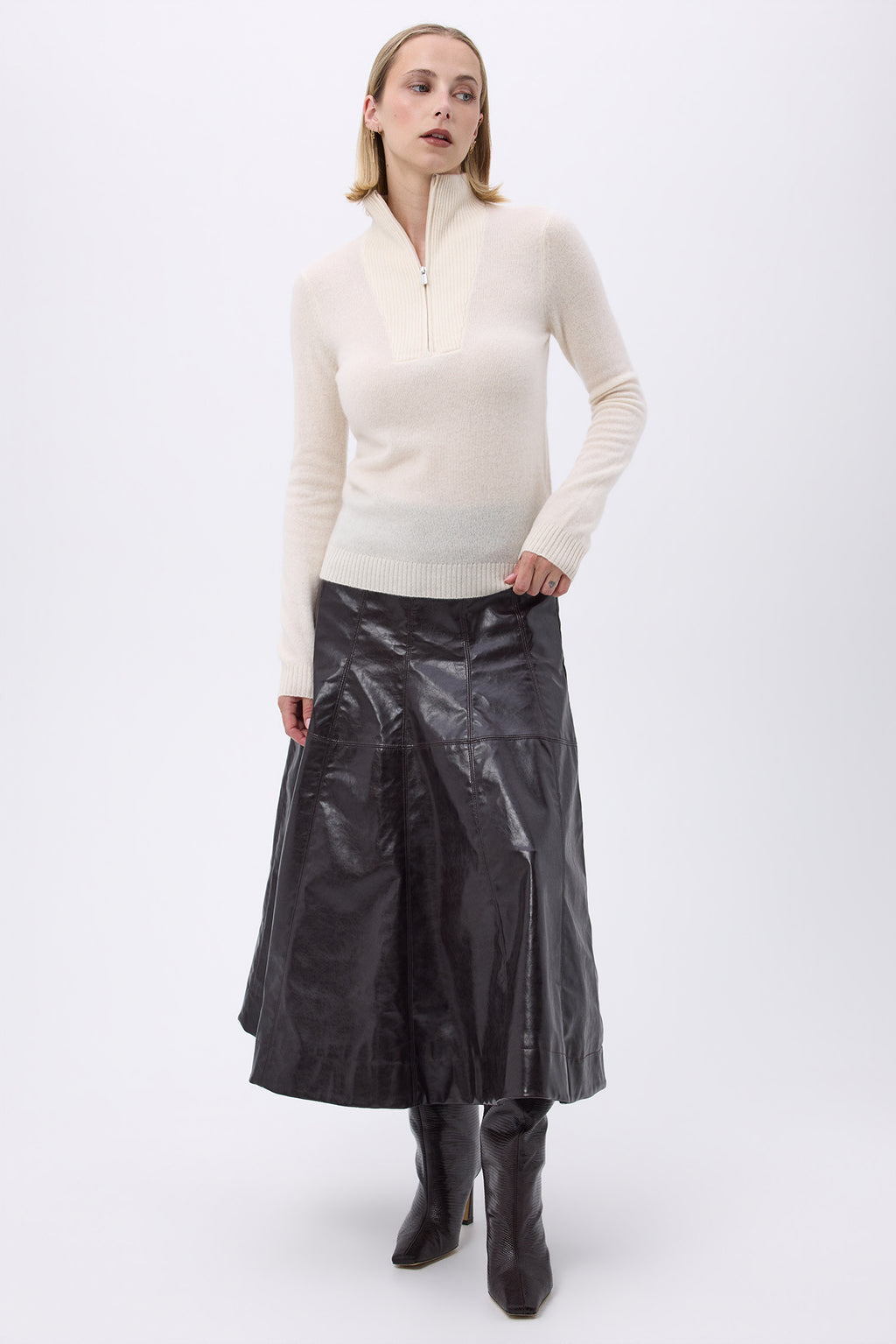 Troyer-Pullover Emilie Mit Reißverschluss - Weiß - Damen