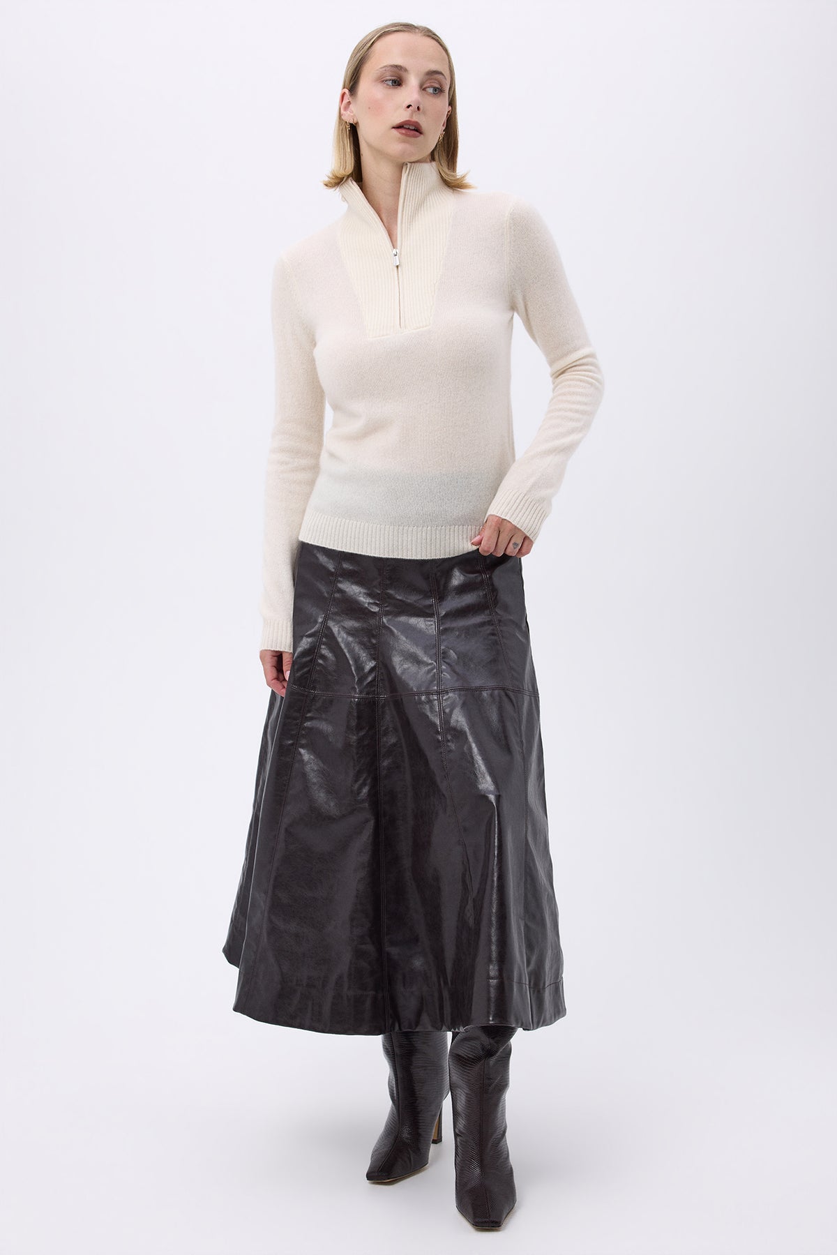 Troyer-Pullover Emilie Mit Reißverschluss - Weiß - Damen