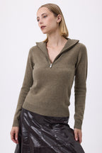 Troyer-Pullover mit Reißverschluss Emilie - Khakigrün - Damen