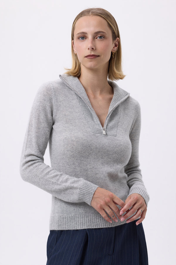 Half-Zip Jumper Emilie - Light Grey - Women
