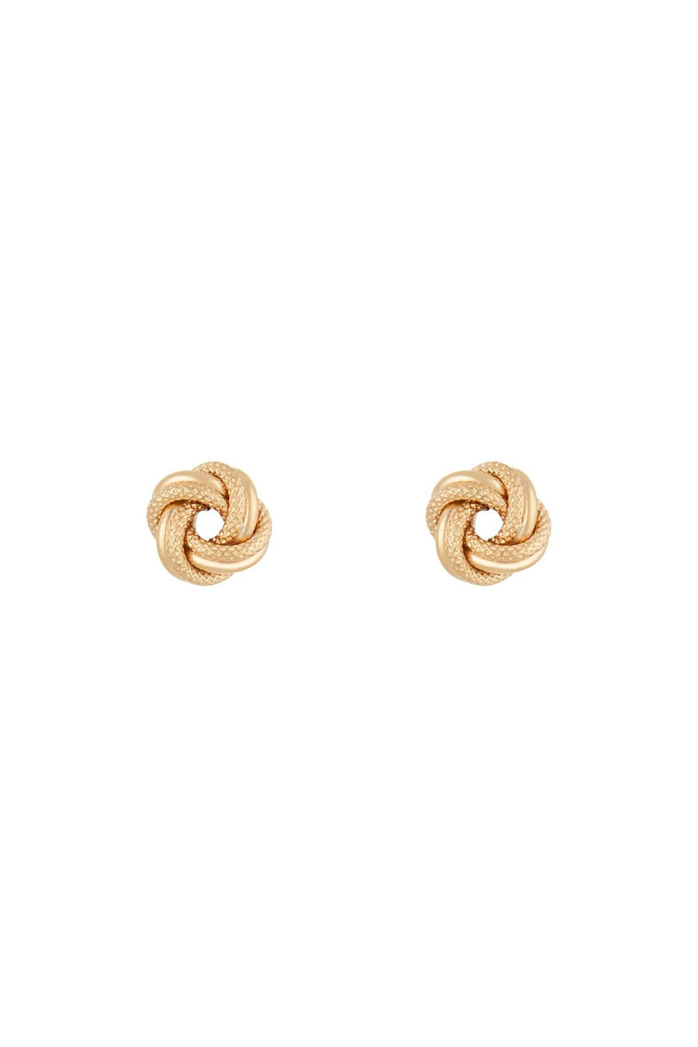 375/1000 Yellow Gold “8 Mm Twisted Knot” Earrings