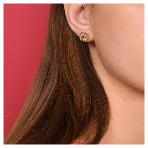 Pendientes “Nudo Torcido 10Mm” – Oro Amarillo 375/1000