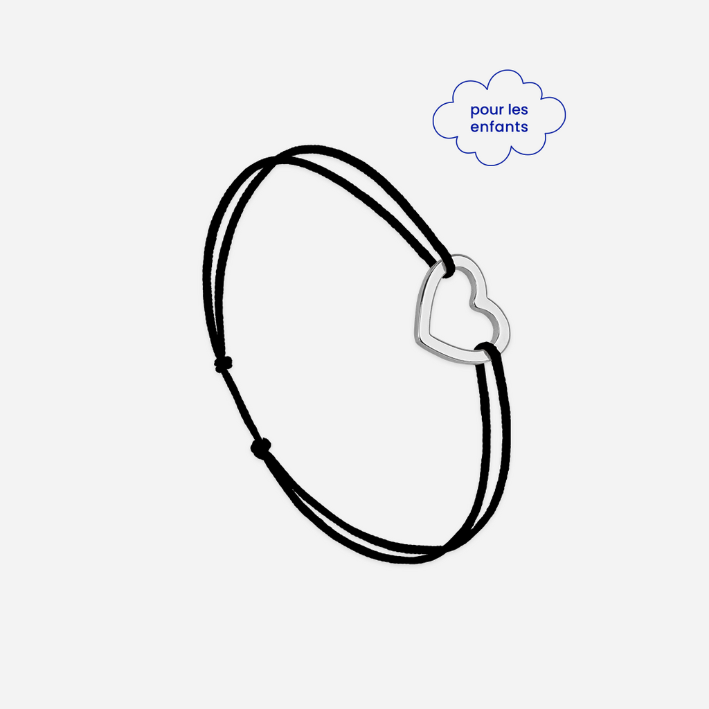 Open Heart Black Bracelet - Black
